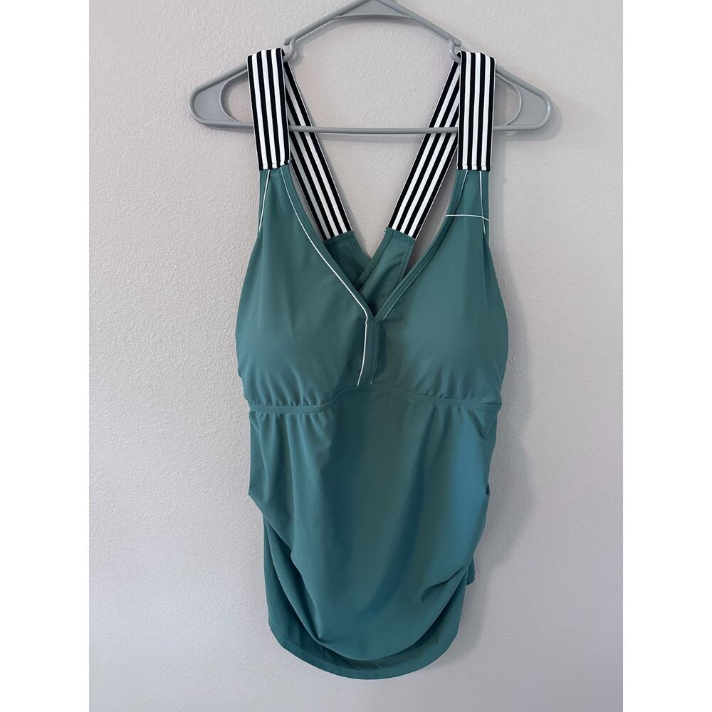 NWT Summer Mae Maternity Swimsuit Tankini Top Swim Shorts Green Floral Sz 16